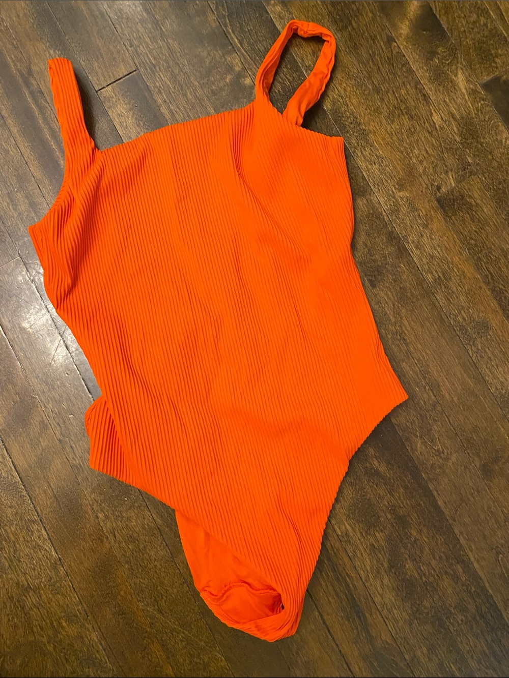 COS Bright Ribbed Orange One-Piece swimsuit